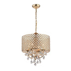 Round Beaded Drum Chandelier with Hanging Crystals