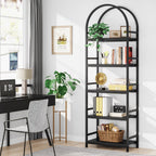 Open Bookshelf, Industrial Bookcase Storage Shelves with Metal Frame