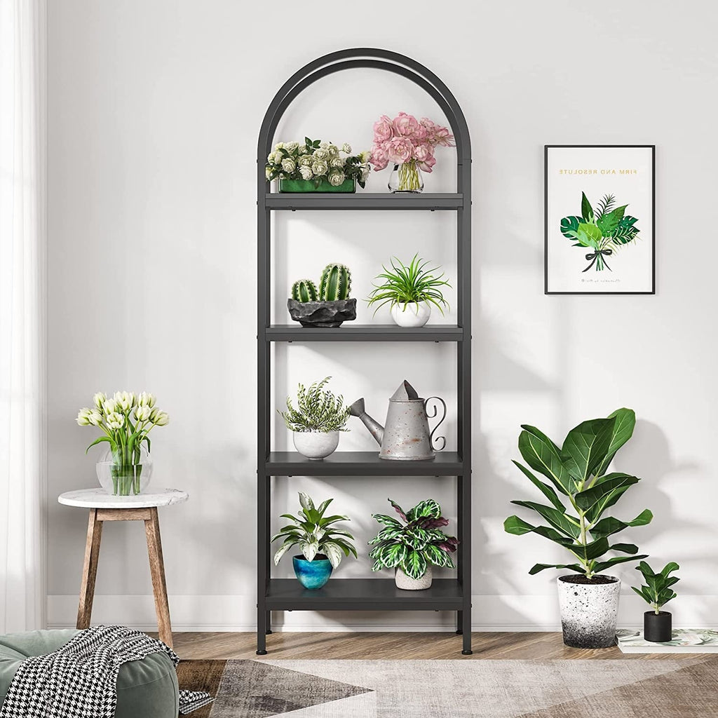 Open Bookshelf, Industrial Bookcase Storage Shelves with Metal Frame