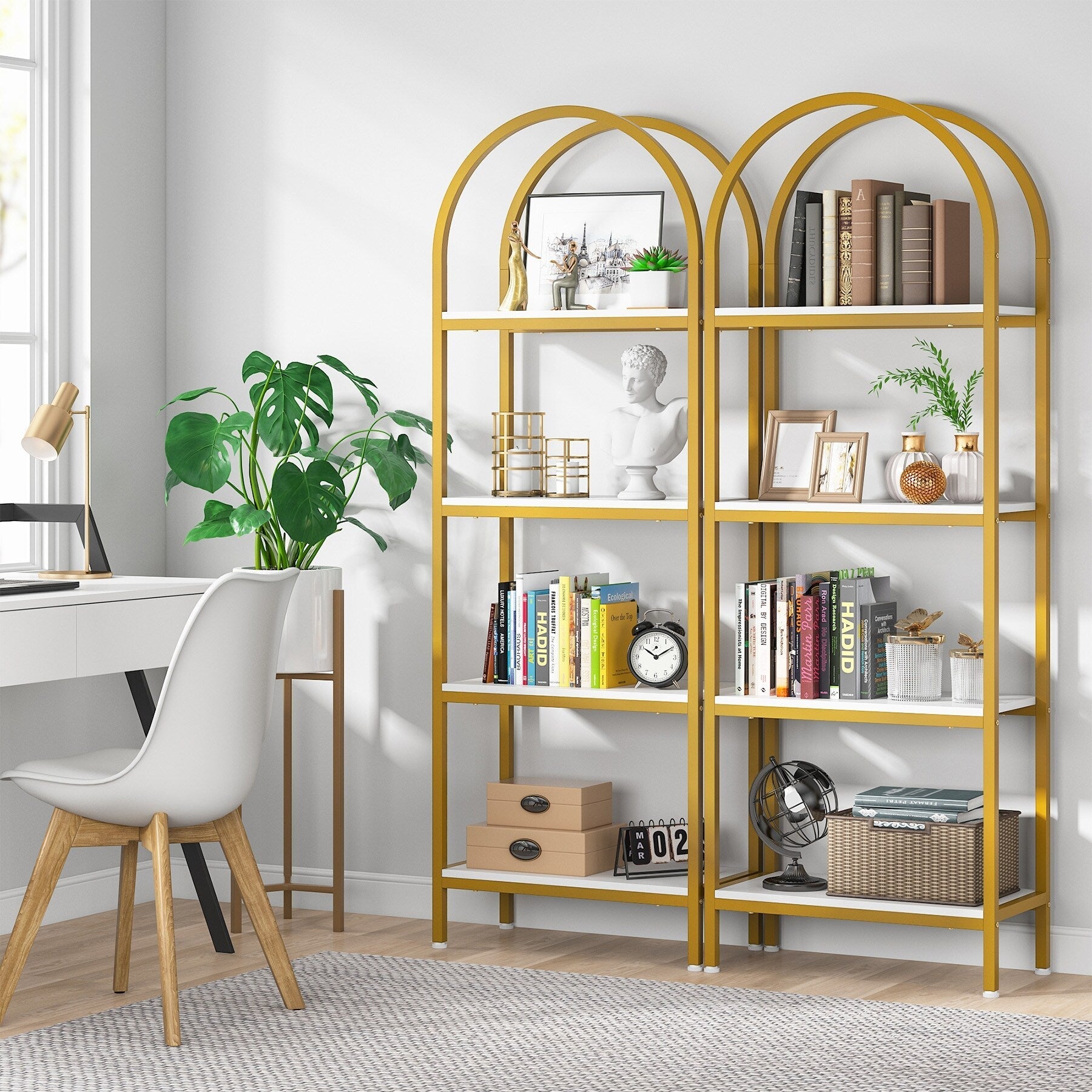 Open Bookshelf, Industrial Bookcase Storage Shelves with Metal Frame