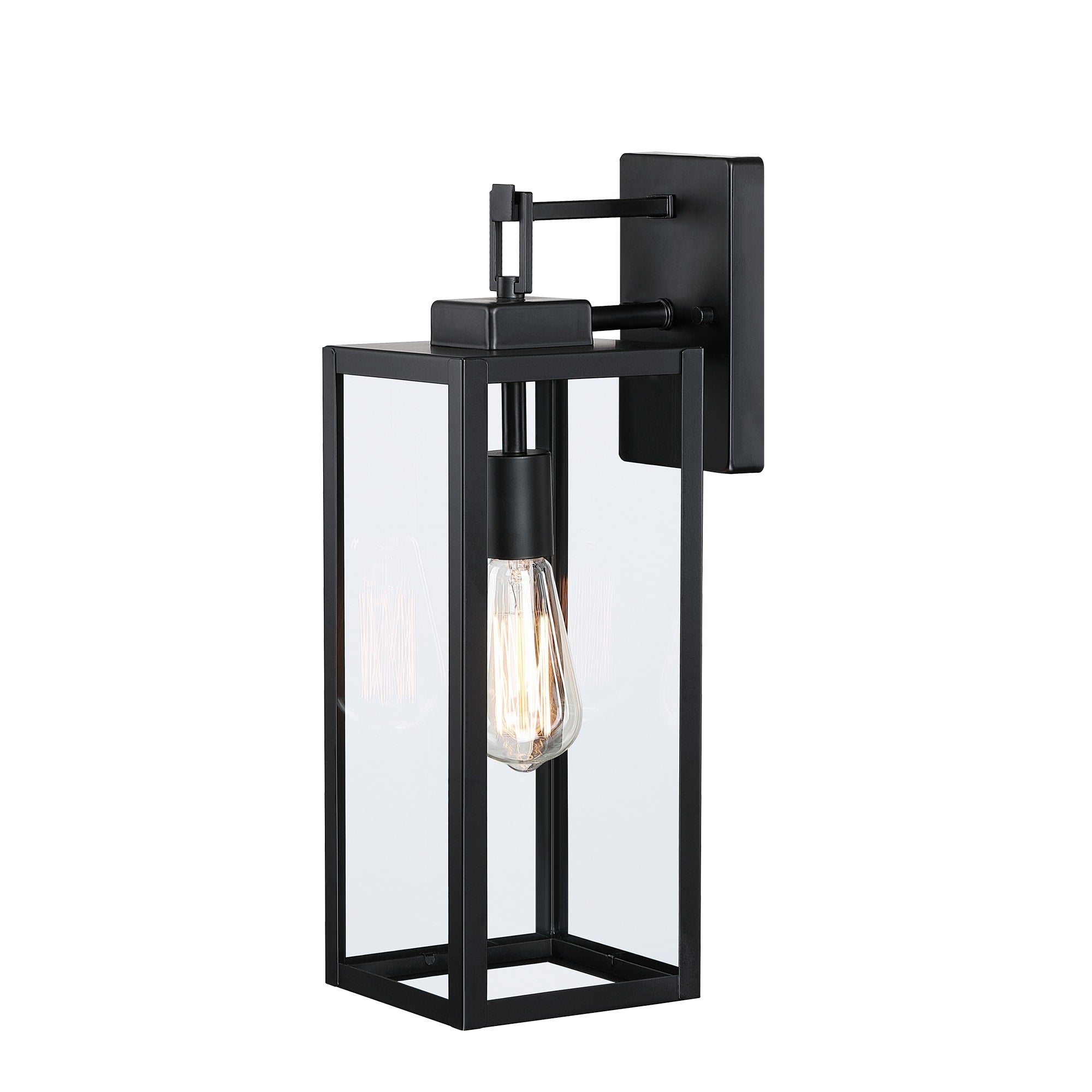 4-pack 1-Light Outdoor Wall Light with Matte Black Finish & Clear glass shade