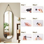 48 x 16 Full Length Hanging Wall Mirror with Leather Strap