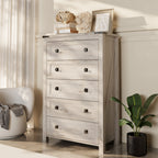 48 Tall Farmhouse 5 Drawer Wood Dresser, Chest of Drawers for Bedroom