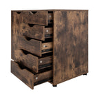 5-Drawer Wood Storage Dresser Cabinet with Wheels - Craft Organizer and Makeup Drawer Unit for Closet and Bedroom