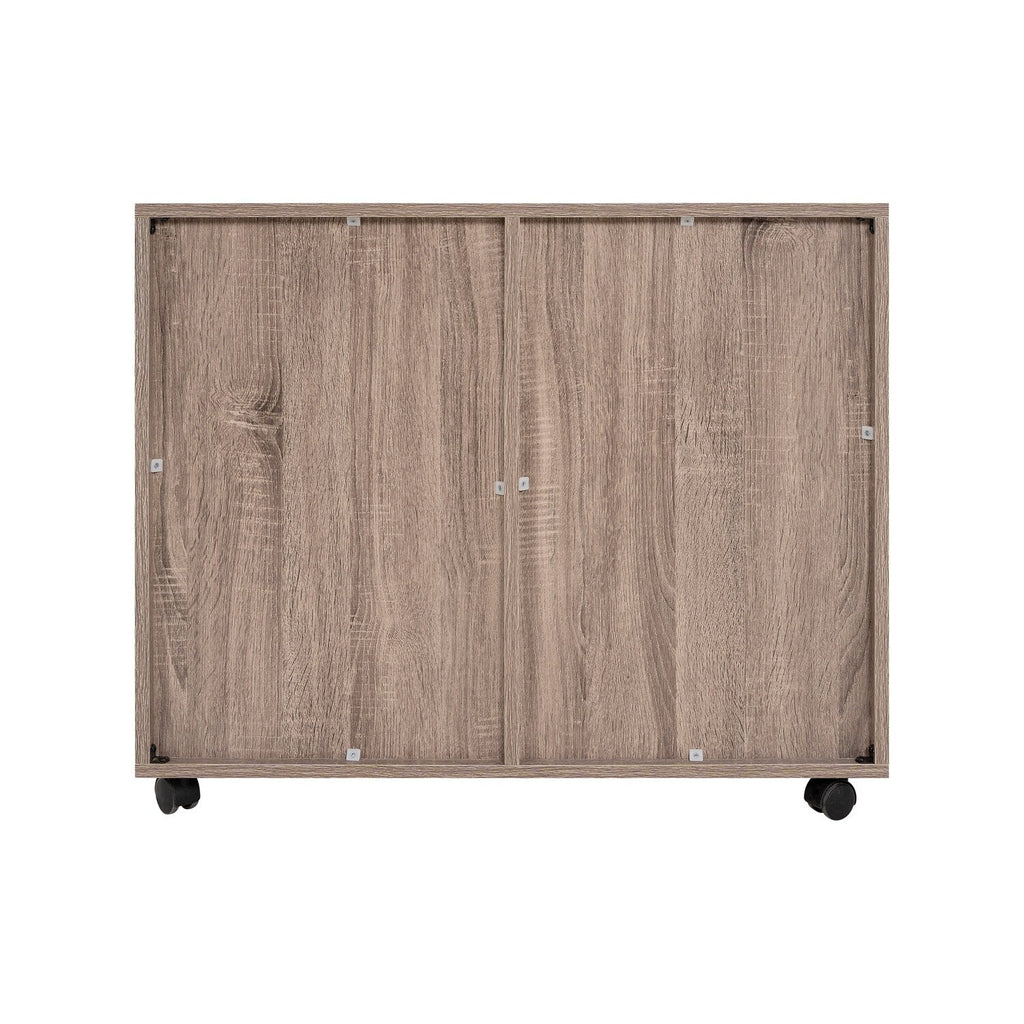 5-Drawer Wood Storage Dresser Cabinet with Wheels - Craft Organizer and Makeup Drawer Unit for Closet and Bedroom