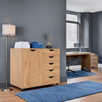 5-Drawer Wood Storage Dresser Cabinet with Wheels - Craft Organizer and Makeup Drawer Unit for Closet and Bedroom