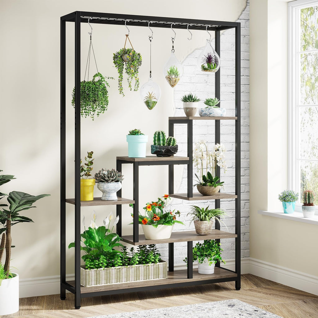 5-Tier Tall Indoor Plant Stand, 70.9 inches Plant Shelf with 10PC Hanging Hooks