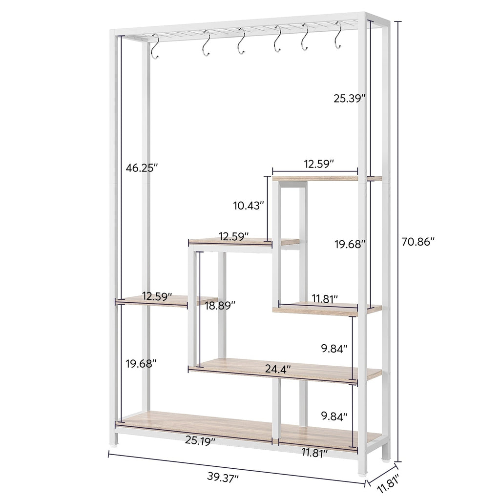 5-Tier Tall Indoor Plant Stand, 70.9 inches Plant Shelf with 10PC Hanging Hooks