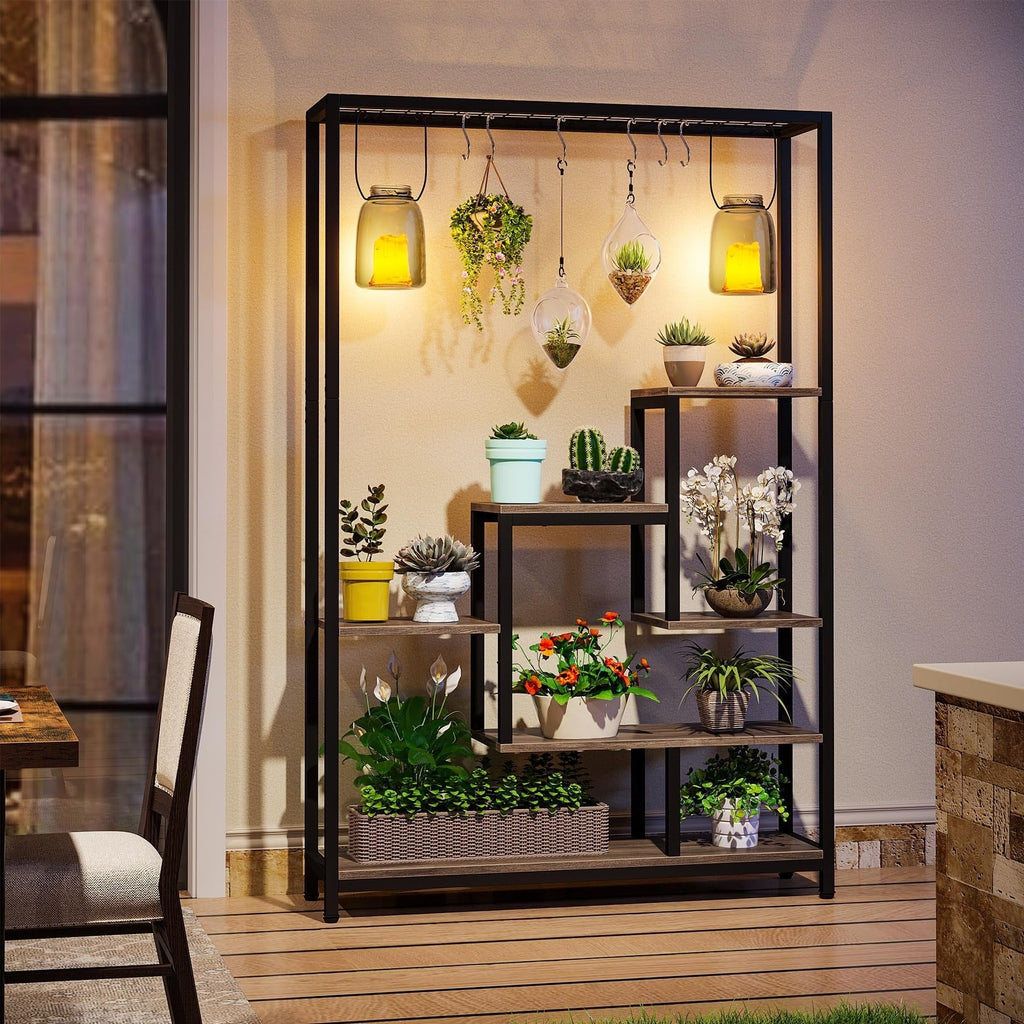 5-Tier Tall Indoor Plant Stand, 70.9 inches Plant Shelf with 10PC Hanging Hooks