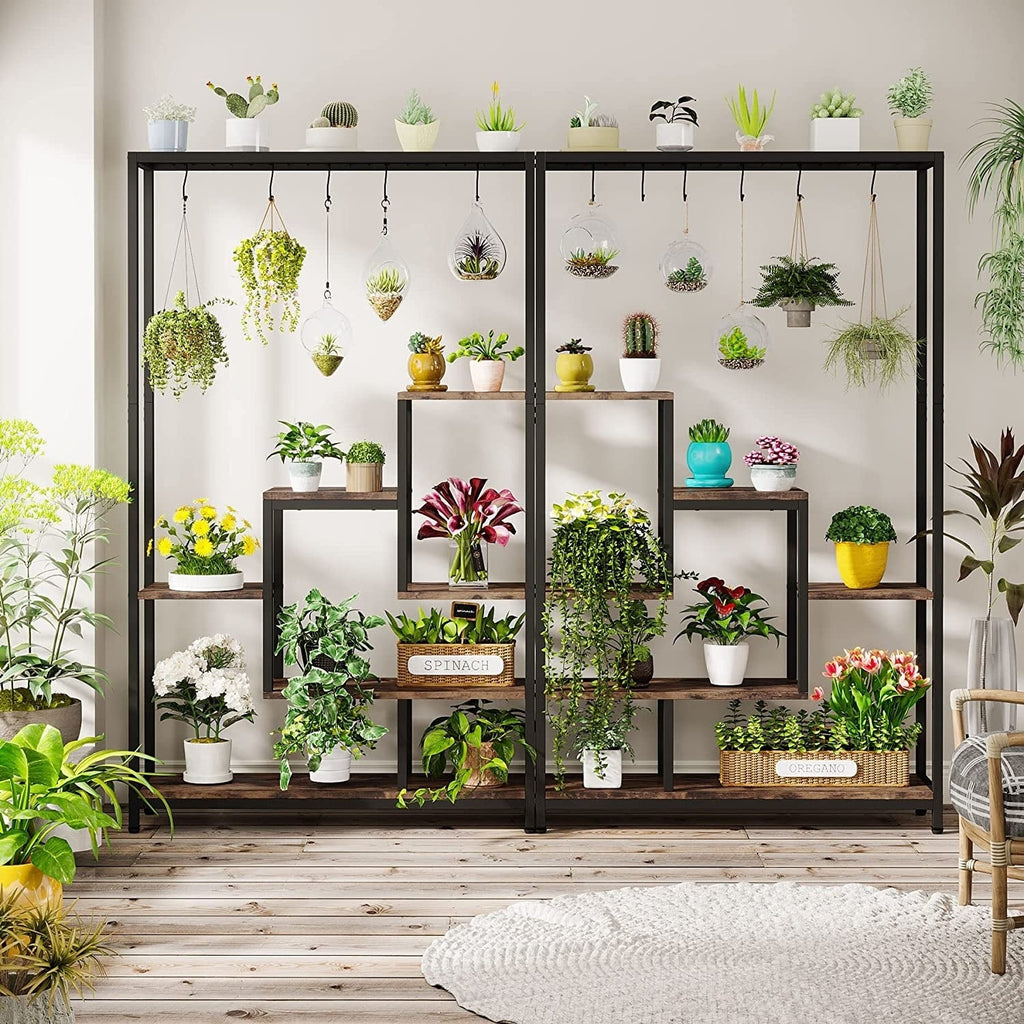 5-Tier Tall Indoor Plant Stand, 70.9 inches Plant Shelf with 10PC Hanging Hooks