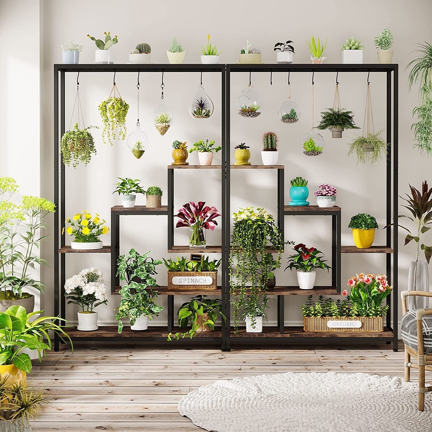 5-Tier Tall Indoor Plant Stand, 70.9 inches Plant Shelf with 10PC Hanging Hooks