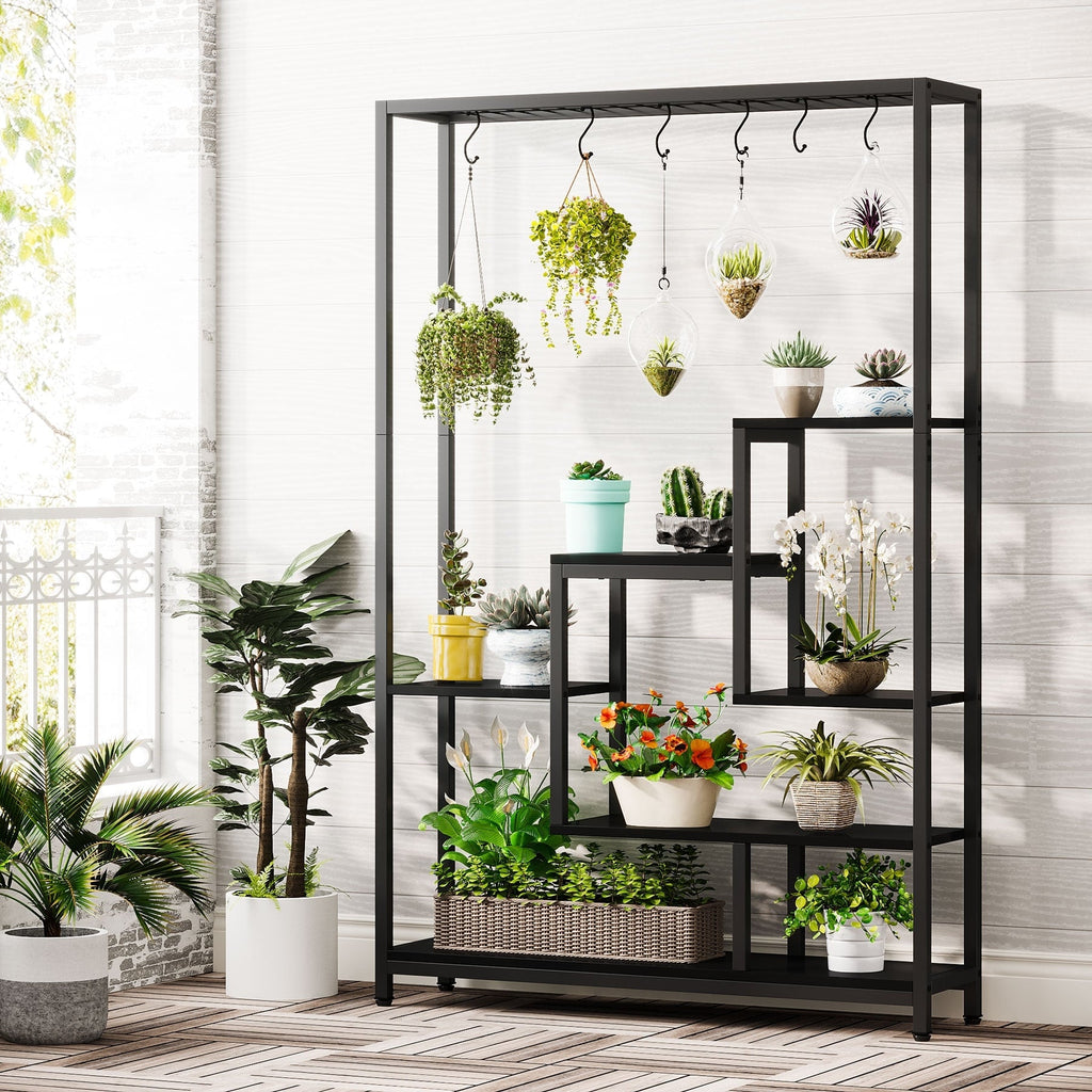 5-Tier Tall Indoor Plant Stand, 70.9 inches Plant Shelf with 10PC Hanging Hooks