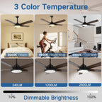 52 Modern Ceiling Fans with Lights and Remote, LED Dimmable