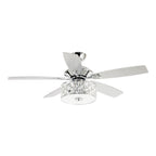 52 Modern 4-Light Chandelier Crystal Ceiling Fan with Remote