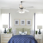 52 Modern 4-Light Chandelier Crystal Ceiling Fan with Remote