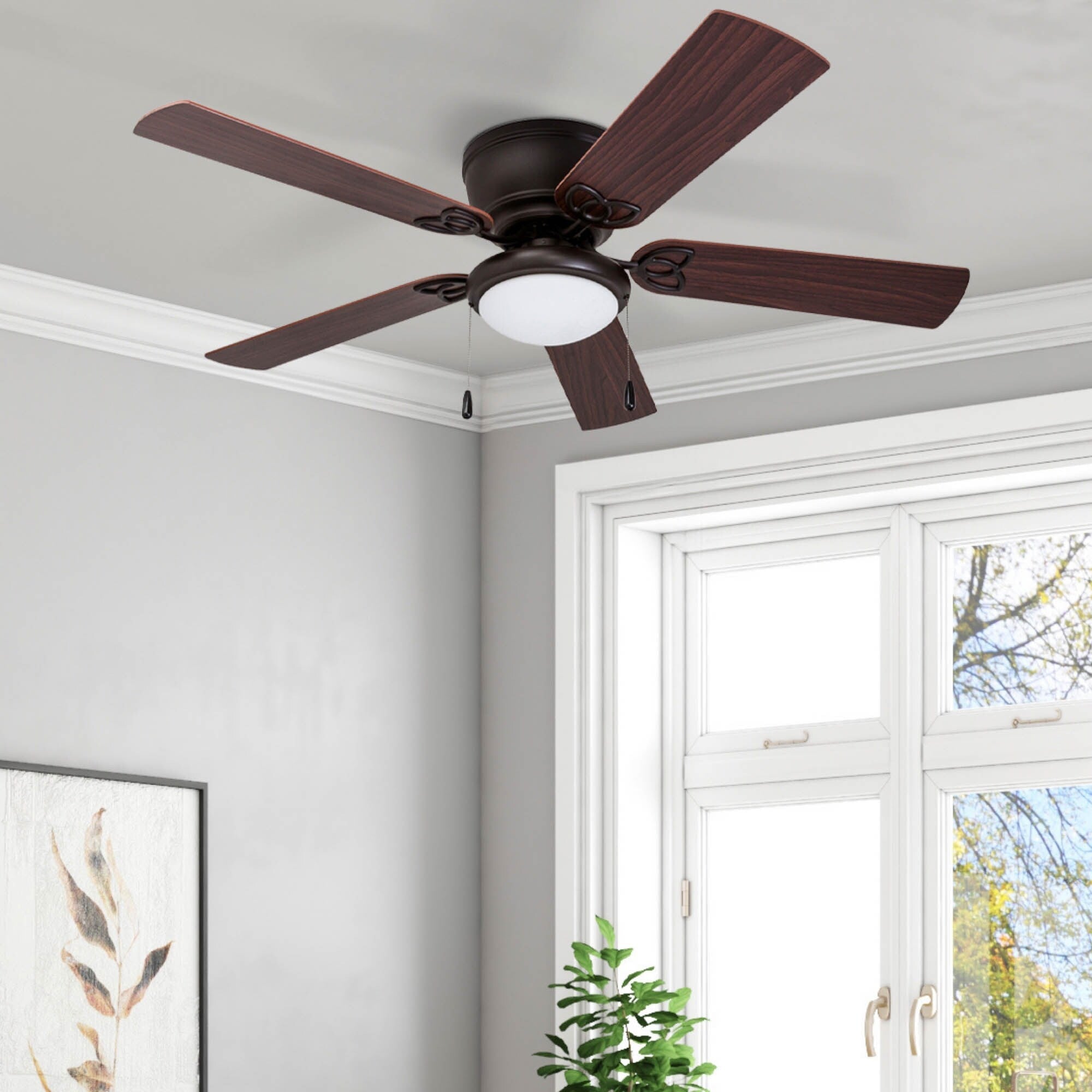 52 Prominence Home Benton Traditional Indoor LED Ceiling Fan with Light, Pull Chains