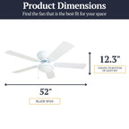 52 Prominence Home Benton Traditional Indoor LED Ceiling Fan with Light, Pull Chains