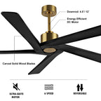 WINGBO 54 Inch DC Motor Indoor Ceiling Fan without Lights - N/A