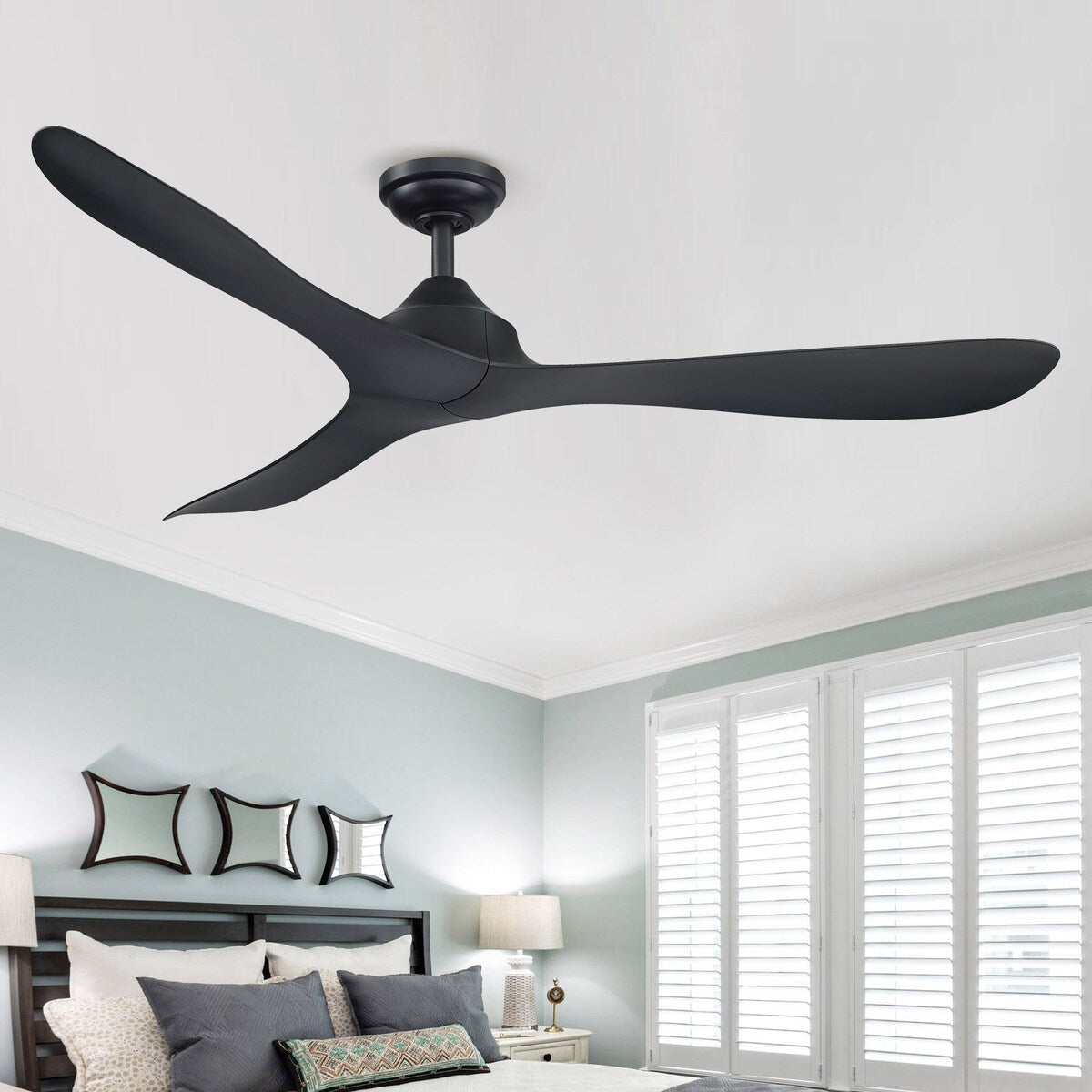 56 Modern Black 3-Blade Propeller DC Ceiling Fan with Remote