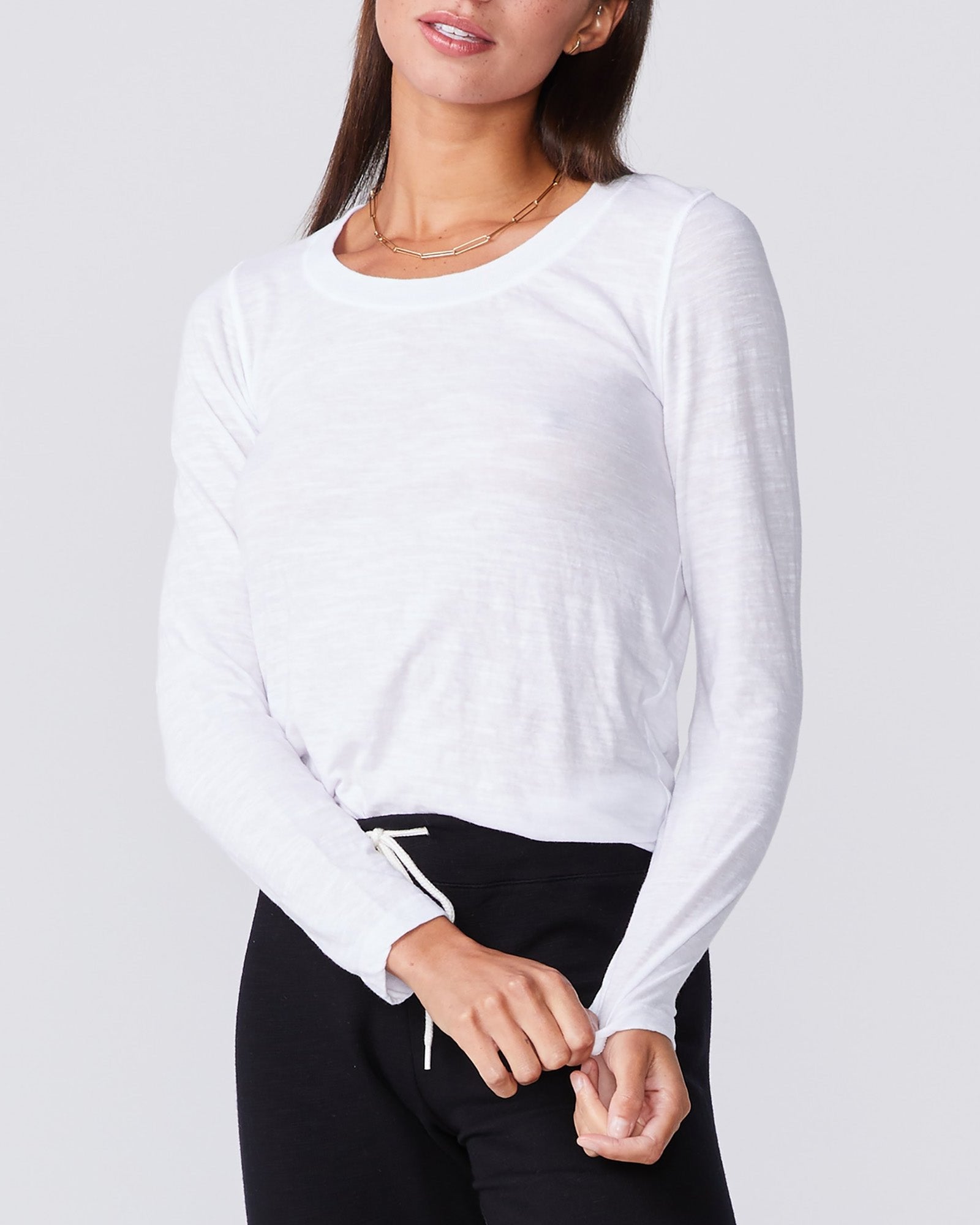Textured Tri-Blend Fitted Long Sleeve Crew