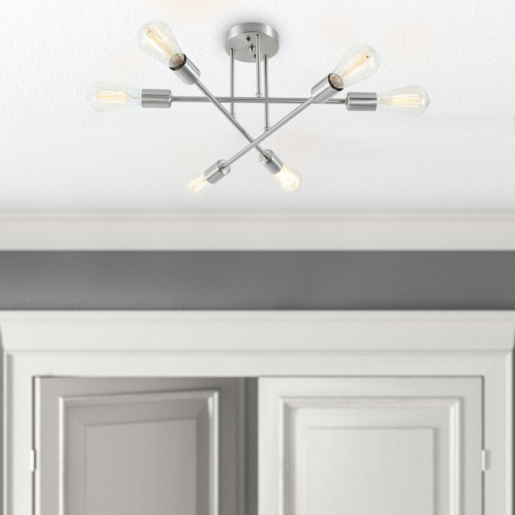 6 - Light Modern Metal 23.62'' Sputnik Semi-Flush Mount Ceiling Light