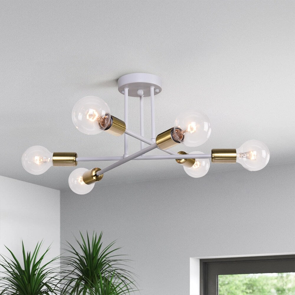 6 - Light Modern Metal 23.62'' Sputnik Semi-Flush Mount Ceiling Light