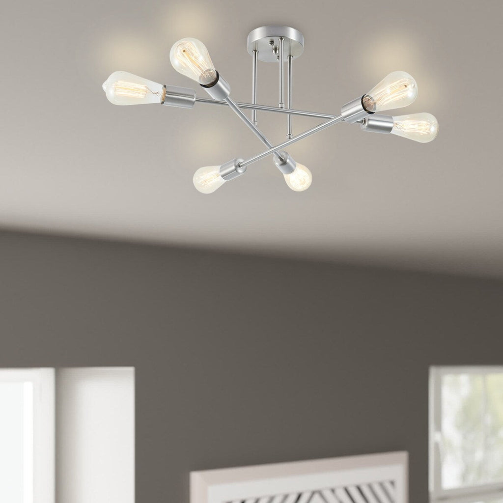 6 - Light Modern Metal 23.62'' Sputnik Semi-Flush Mount Ceiling Light