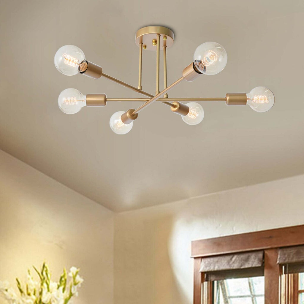 6 - Light Modern Metal 23.62'' Sputnik Semi-Flush Mount Ceiling Light