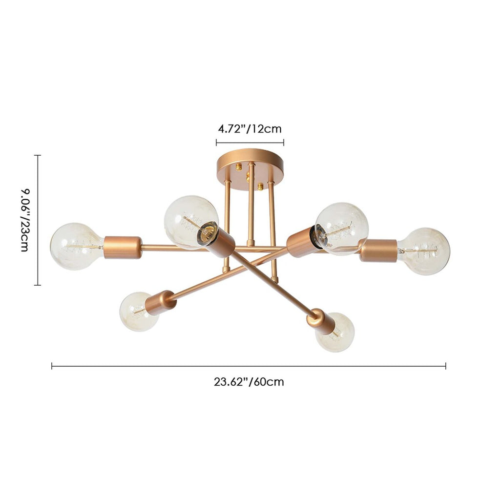 6 - Light Modern Metal 23.62'' Sputnik Semi-Flush Mount Ceiling Light