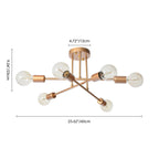 6 - Light Modern Metal 23.62'' Sputnik Semi-Flush Mount Ceiling Light