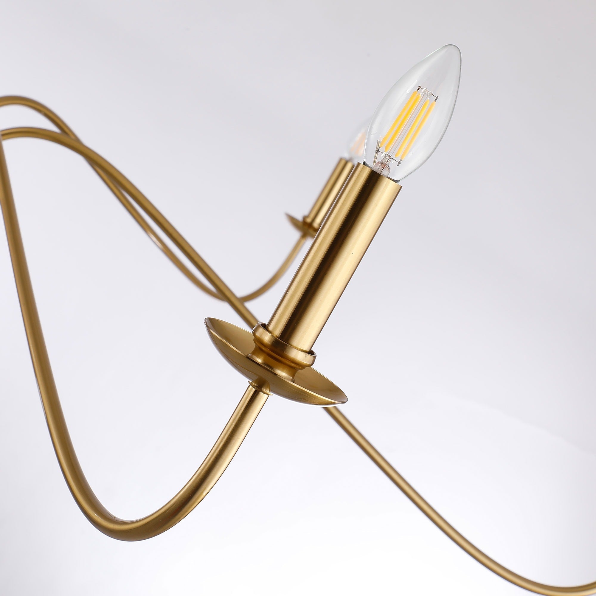 6 Light 64 Inches Minimalist Chandelier in Matte Black / Gold /Chrome - N/A