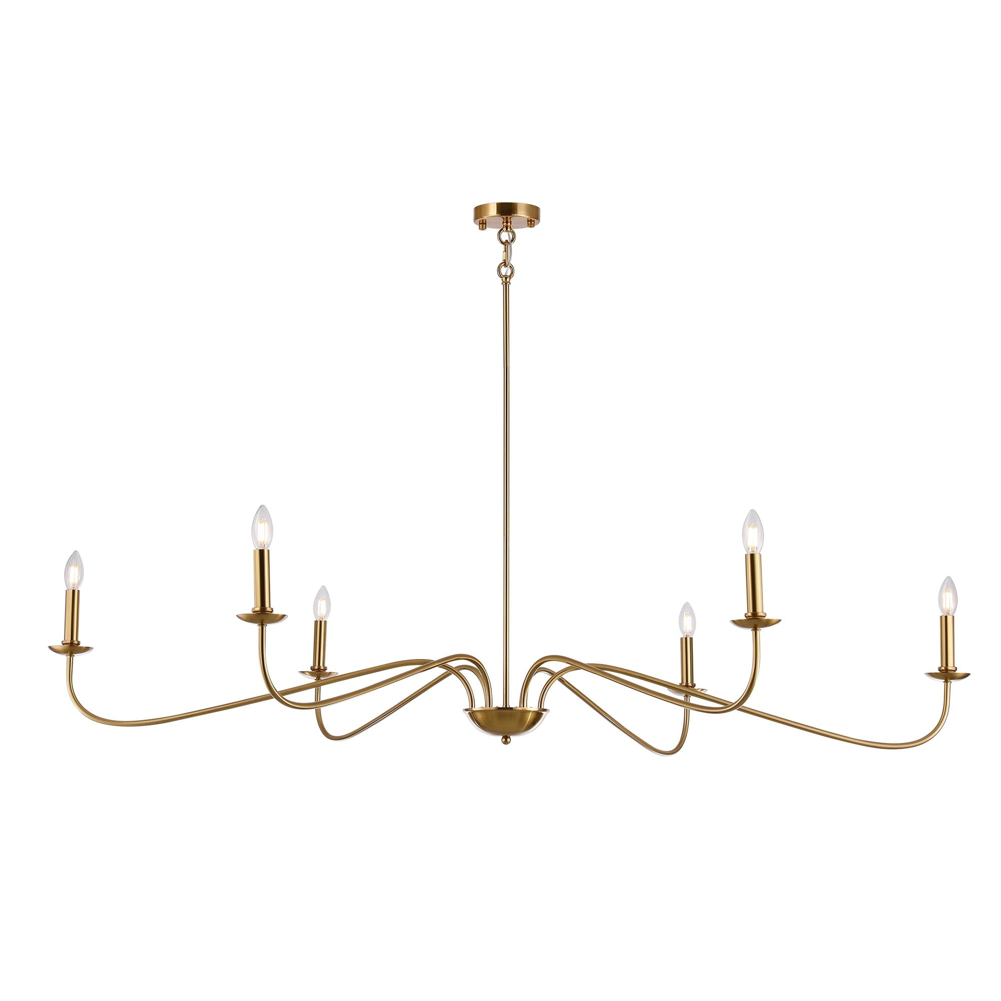 6 Light 64 Inches Minimalist Chandelier in Matte Black / Gold /Chrome - N/A