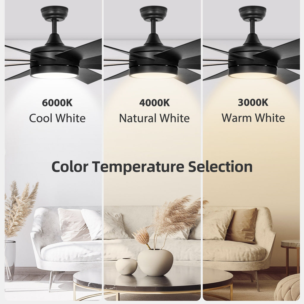 Moasis Matte Black 60-in 8-Blade Ceiling Fan with LED Light and Remote Control - 60