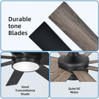 Moasis Matte Black 60-in 8-Blade Ceiling Fan with LED Light and Remote Control - 60