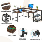 L Shaped Desk with Monitor Shelf, Reversible Corner Computer Desk for Office Home 69