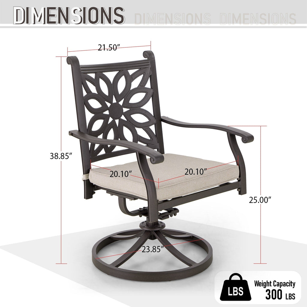 MAISON ARTS 7-Piece Cast Aluminum Patio Dining Set with Expandable Rectangular Table & 6 Cast Aluminum Chairs