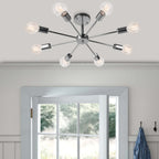 Black/ Gold Sputnik Semi Flush Mount Lamp Close to Ceiling Light Fixture for Living Room/ Kitchen/ Office/ Bedroom/ Foyer