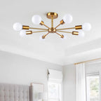 Black/ Gold Sputnik Semi Flush Mount Lamp Close to Ceiling Light Fixture for Living Room/ Kitchen/ Office/ Bedroom/ Foyer