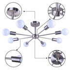 Black/ Gold Sputnik Semi Flush Mount Lamp Close to Ceiling Light Fixture for Living Room/ Kitchen/ Office/ Bedroom/ Foyer