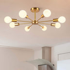 Black/ Gold Sputnik Semi Flush Mount Lamp Close to Ceiling Light Fixture for Living Room/ Kitchen/ Office/ Bedroom/ Foyer