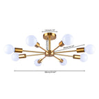 Black/ Gold Sputnik Semi Flush Mount Lamp Close to Ceiling Light Fixture for Living Room/ Kitchen/ Office/ Bedroom/ Foyer