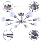 Black/ Gold Sputnik Semi Flush Mount Lamp Close to Ceiling Light Fixture for Living Room/ Kitchen/ Office/ Bedroom/ Foyer