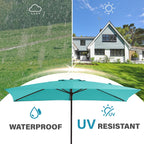 8*10ft Rectangular Patio Market Umbrella with Crank & Tilt，UV-Resistant