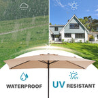 8*10ft Rectangular Patio Market Umbrella with Crank & Tilt，UV-Resistant