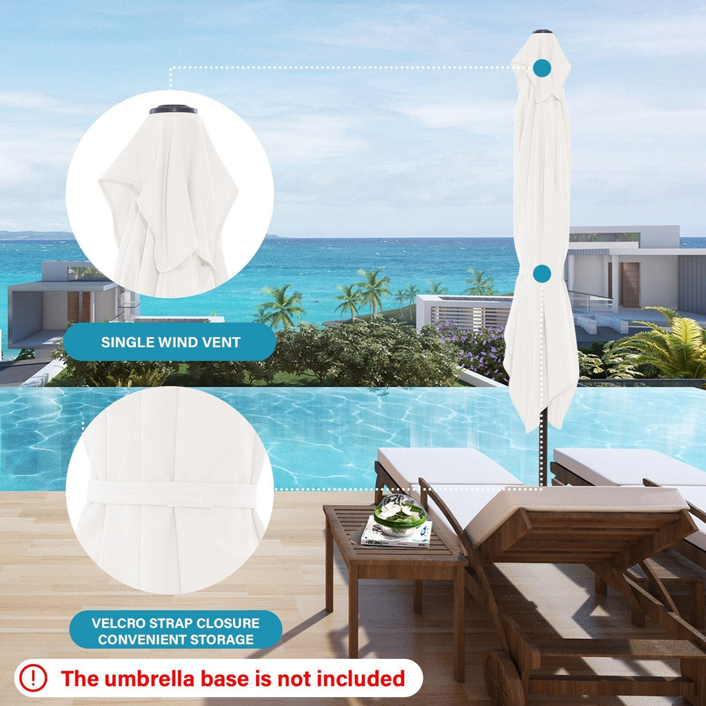 8*10ft Rectangular Patio Market Umbrella with Crank & Tilt，UV-Resistant