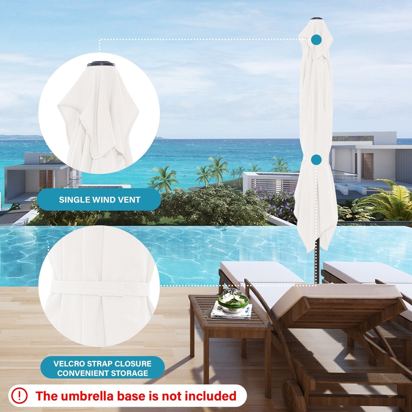 8*10ft Rectangular Patio Market Umbrella with Crank & Tilt，UV-Resistant