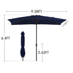 8*10ft Rectangular Patio Market Umbrella with Crank & Tilt，UV-Resistant