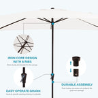 8*10ft Rectangular Patio Market Umbrella with Crank & Tilt，UV-Resistant