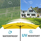 8*10ft Rectangular Patio Market Umbrella with Crank & Tilt，UV-Resistant