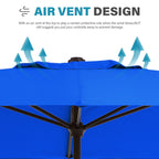 8*10ft Rectangular Patio Market Umbrella with Crank & Tilt，UV-Resistant